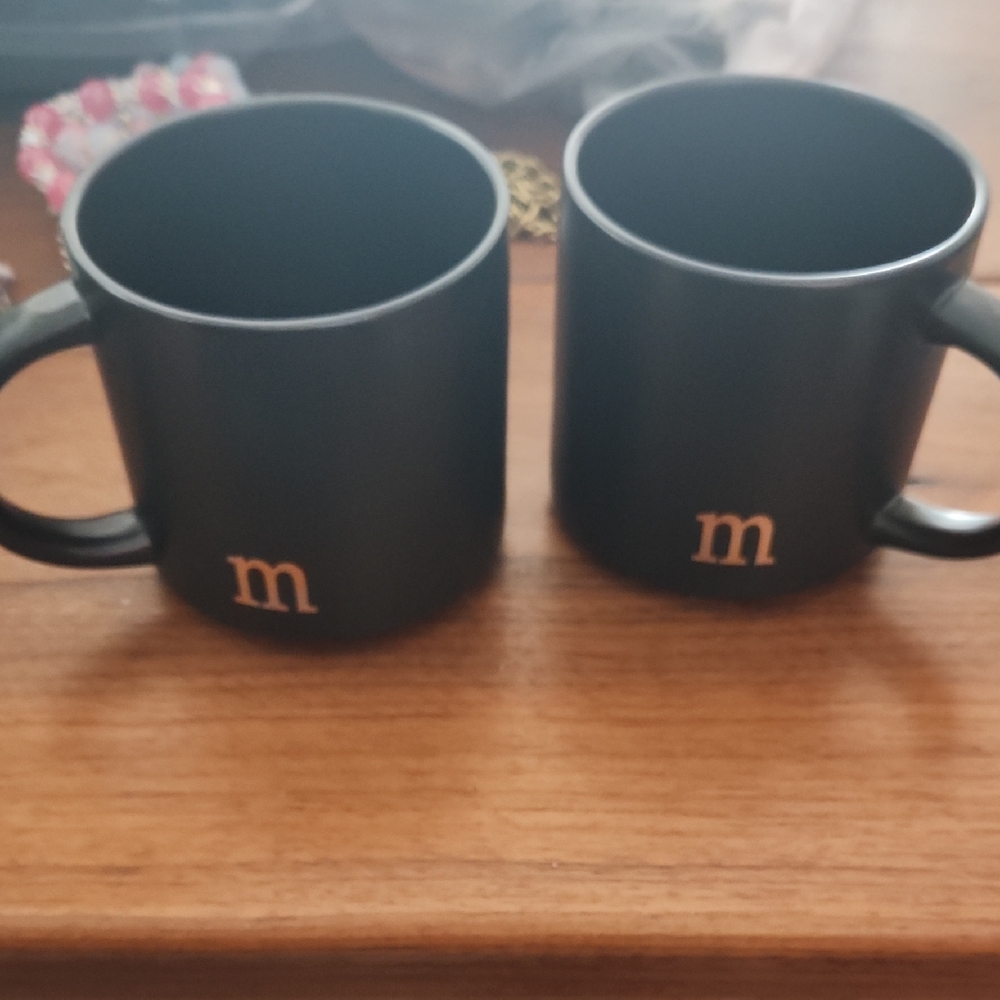 Stylish Black Monogram Mugs Set